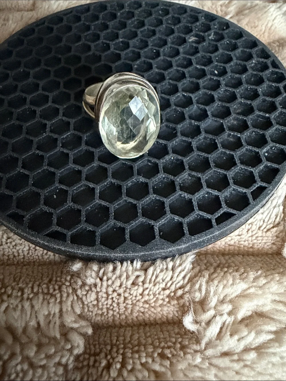 Green Amethyst Sterling Silver Cocktail Ring - Picture 1 of 8